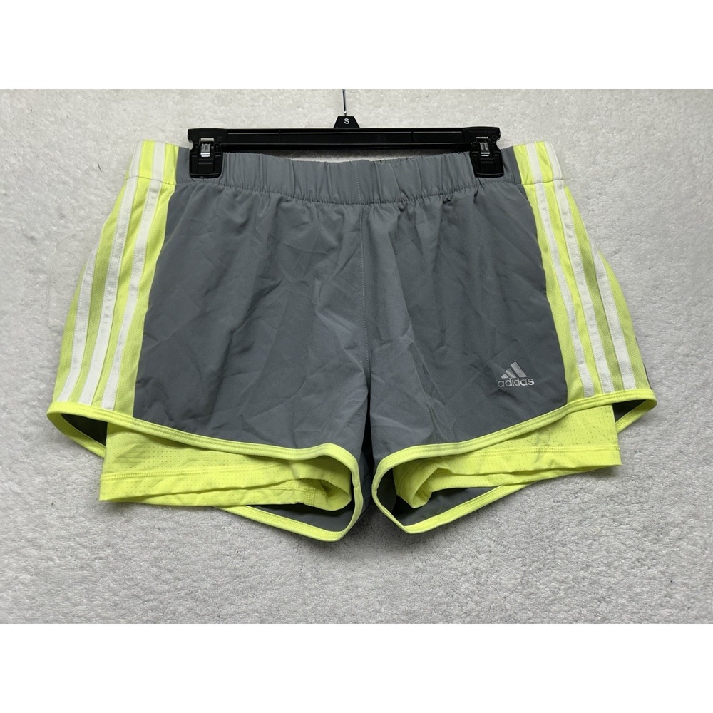 Adidas Womens Size L Gray Lined Woven Athletic Shorts New (U3)